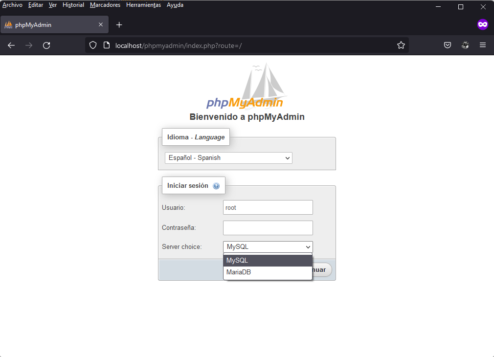 Iniciar con root en phpMyAdmin con WampServer